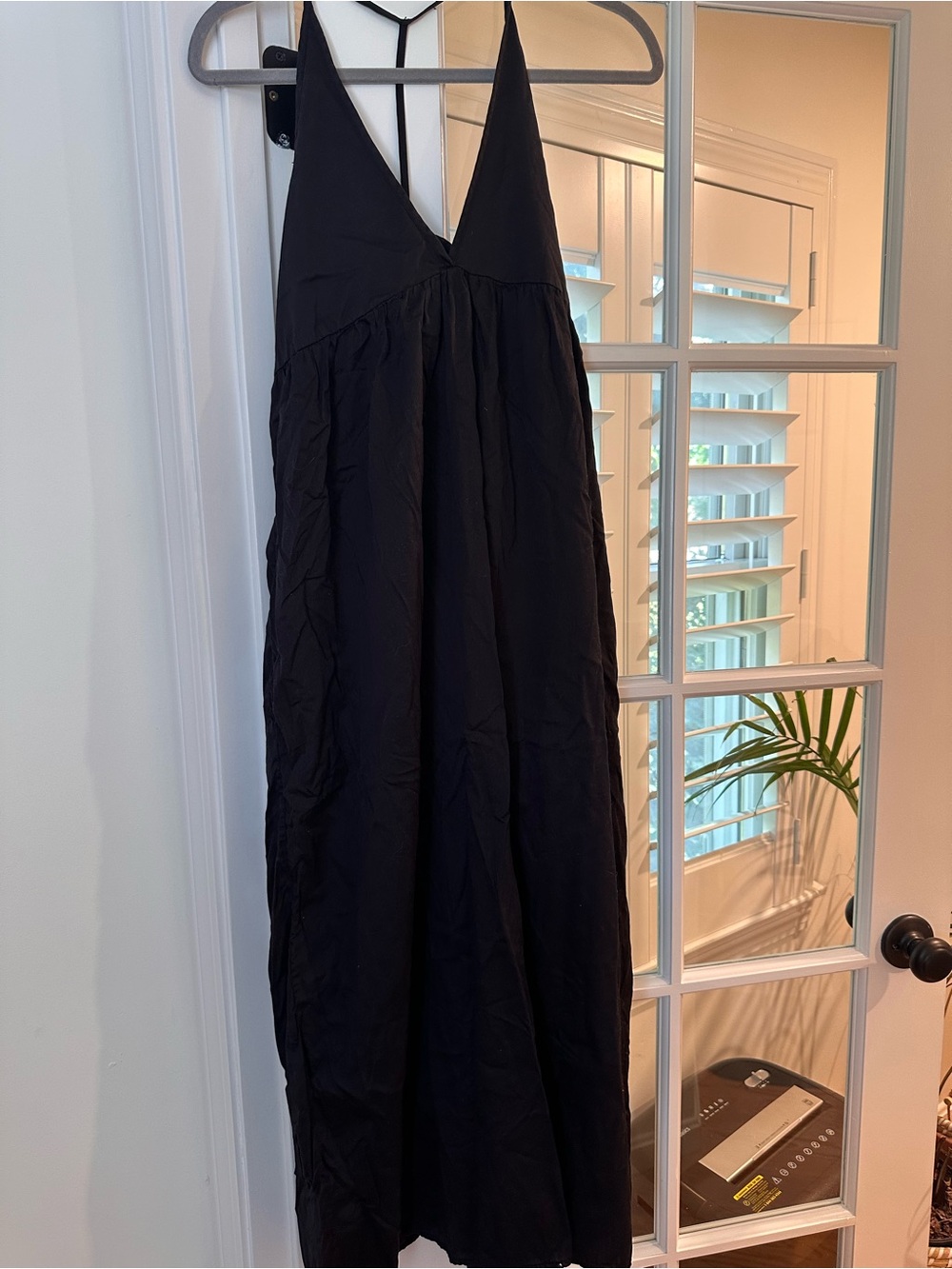 Anthropologie Lacuna brand black V-Neck Maxi Slip Dress